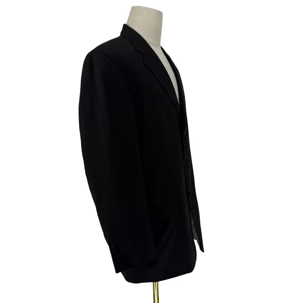 Alfani Alternatives Y2K Men’s Black Wool Blazer Sportcoat 44L Three Button